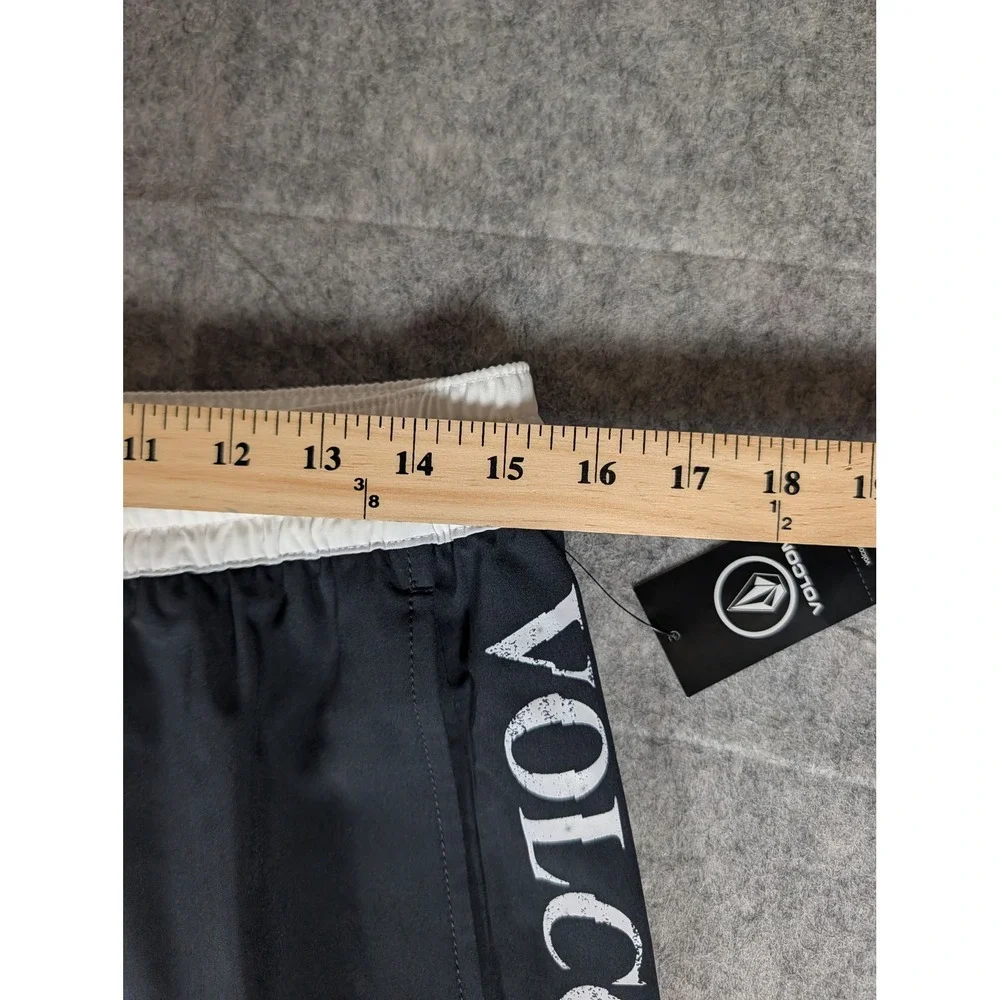 Volcom Stone Mens Black White Striped Graphic Board Shorts Swim Trunks New